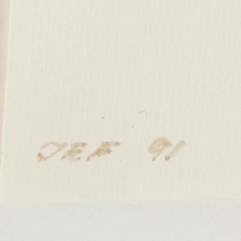 JOHN-E FRANZÉN, ink wash on paper, signed and dated 1991.