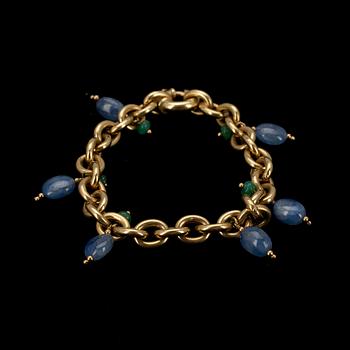 ARMBAND, 18k guld med safirer och smaragder, 1900-talets slut, totalvikt 29 g.