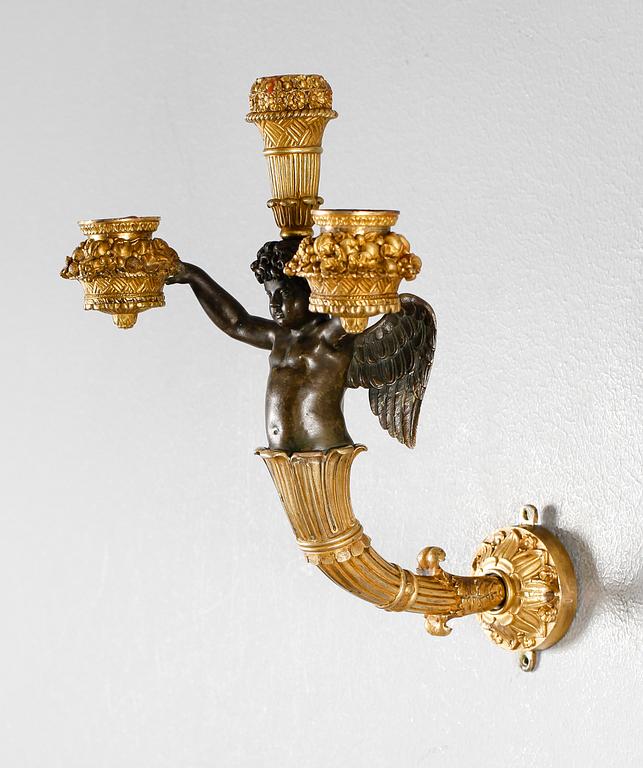 VÄGGLAMPETTER, 1 par, empire, 1800-talets första hälft.
