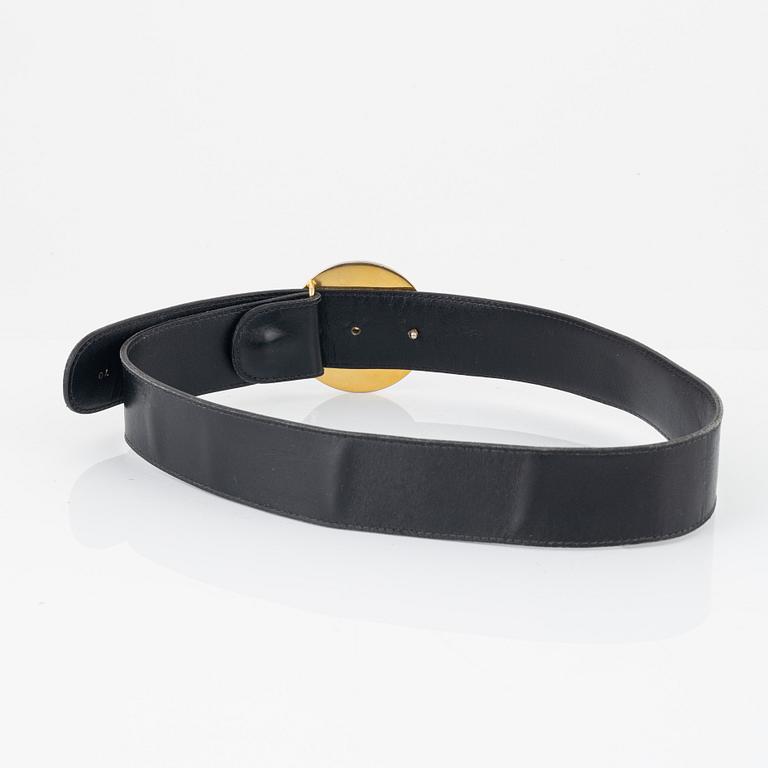 Gucci, two black leather belts, size 70-85.