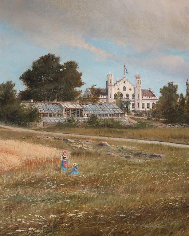 Jacob Hägg, Ståthöga herrgård i sommarsol.