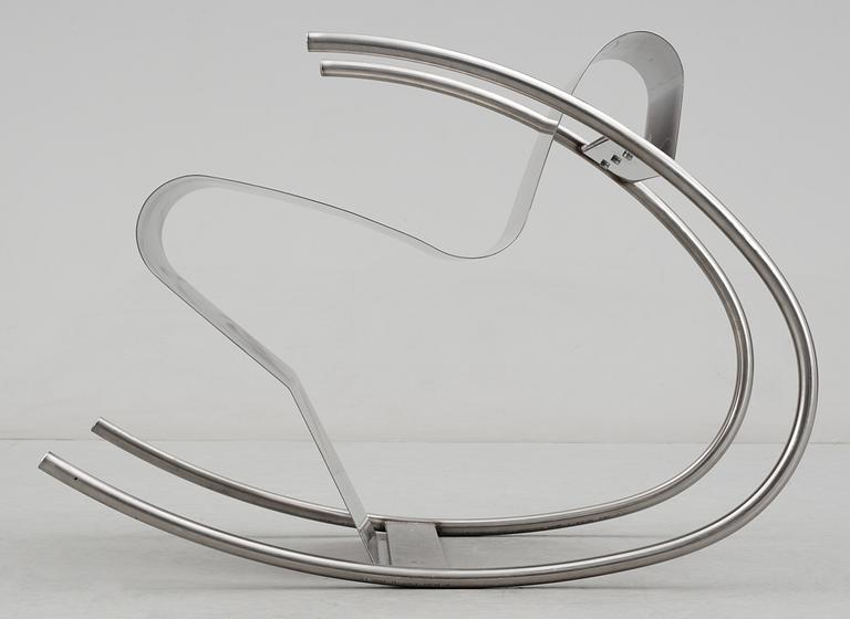 A Sigurdúr Gustafsson 'Rock´n roll' stainless steel rocking chair by Källemo AB, Sweden.