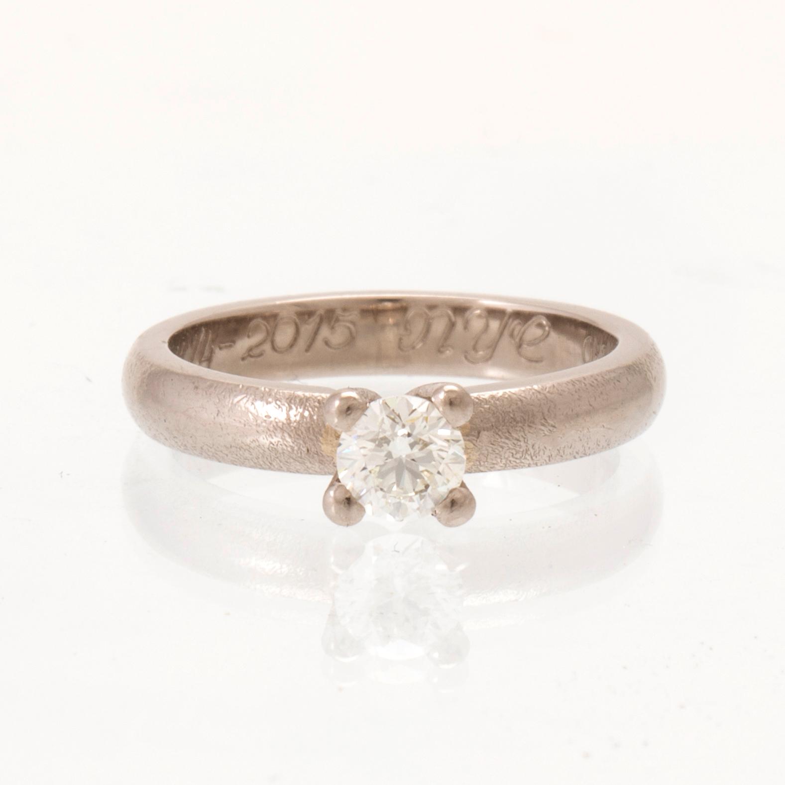 An 18K white gold solitaire ring set with a round brilliant-cut diamond, Sandberg.
