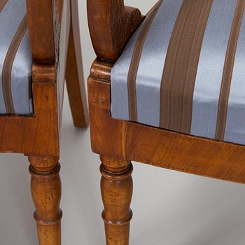 A set of three Biedermeier armchairs, probably St. Petersburg  1820s.
