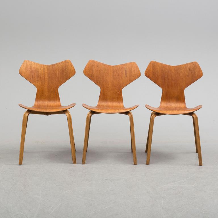 Three 1960's Arne Jacobsen Grand Prix Fritz Hansen chairs.