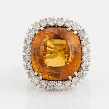 Citrine and brilliant cut diamond cocktail ring.