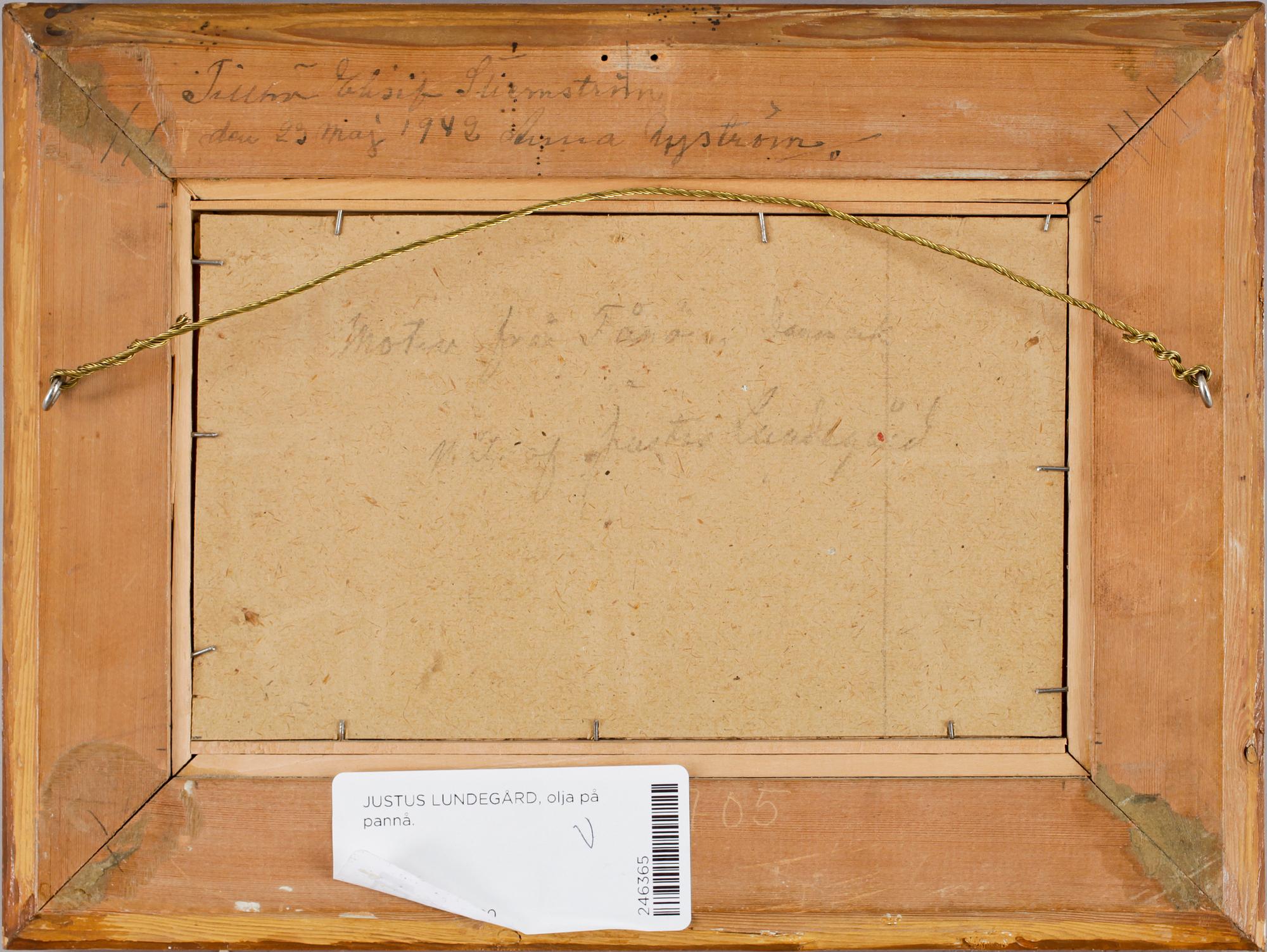 JUSTUS LUNDEGÅRD, olja på pannå.