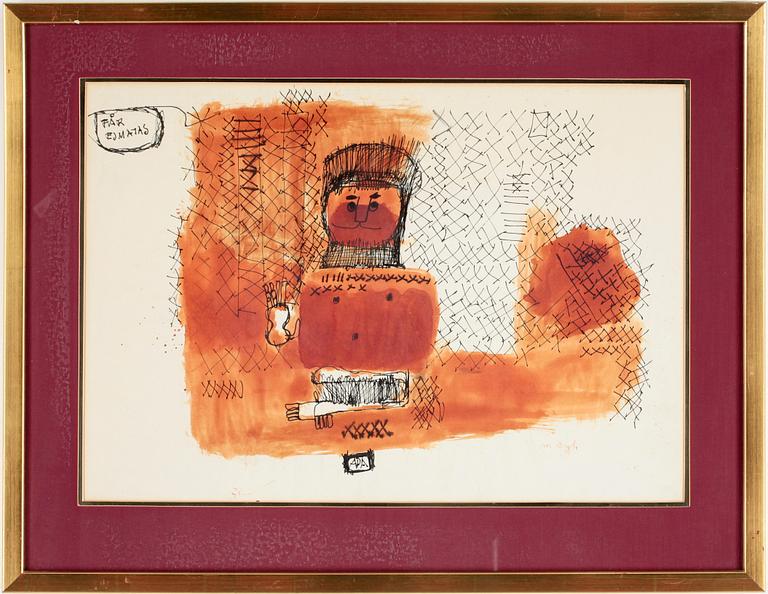 MADELEINE PYK, akvarell med tusch, sign.