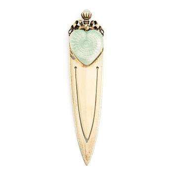 429A. Fabergé, bookmark, workmaster Antti Nevalainen, silver-gilt, enamel and moonstone, St Petersburg 1899-1908.