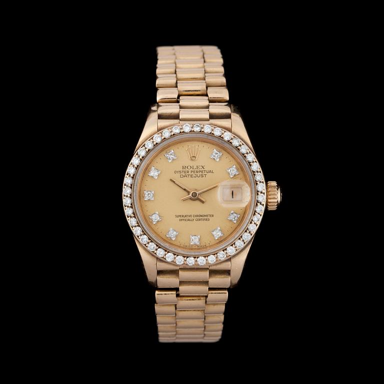 Rolex - Datejust. Automatisk. Guld/guld. Briljantring. 26 mm.