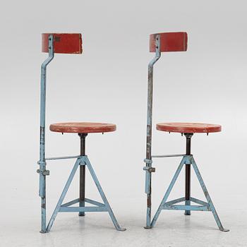 A pair of industry style chairs, Poland.