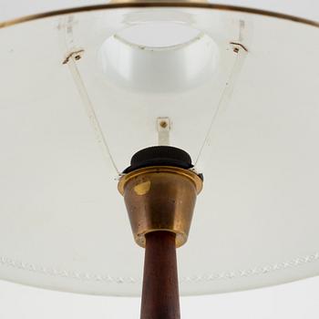 Hans Bergström, a model E1161 brass and teak table lamp, ASEA Belysning, 1940's.