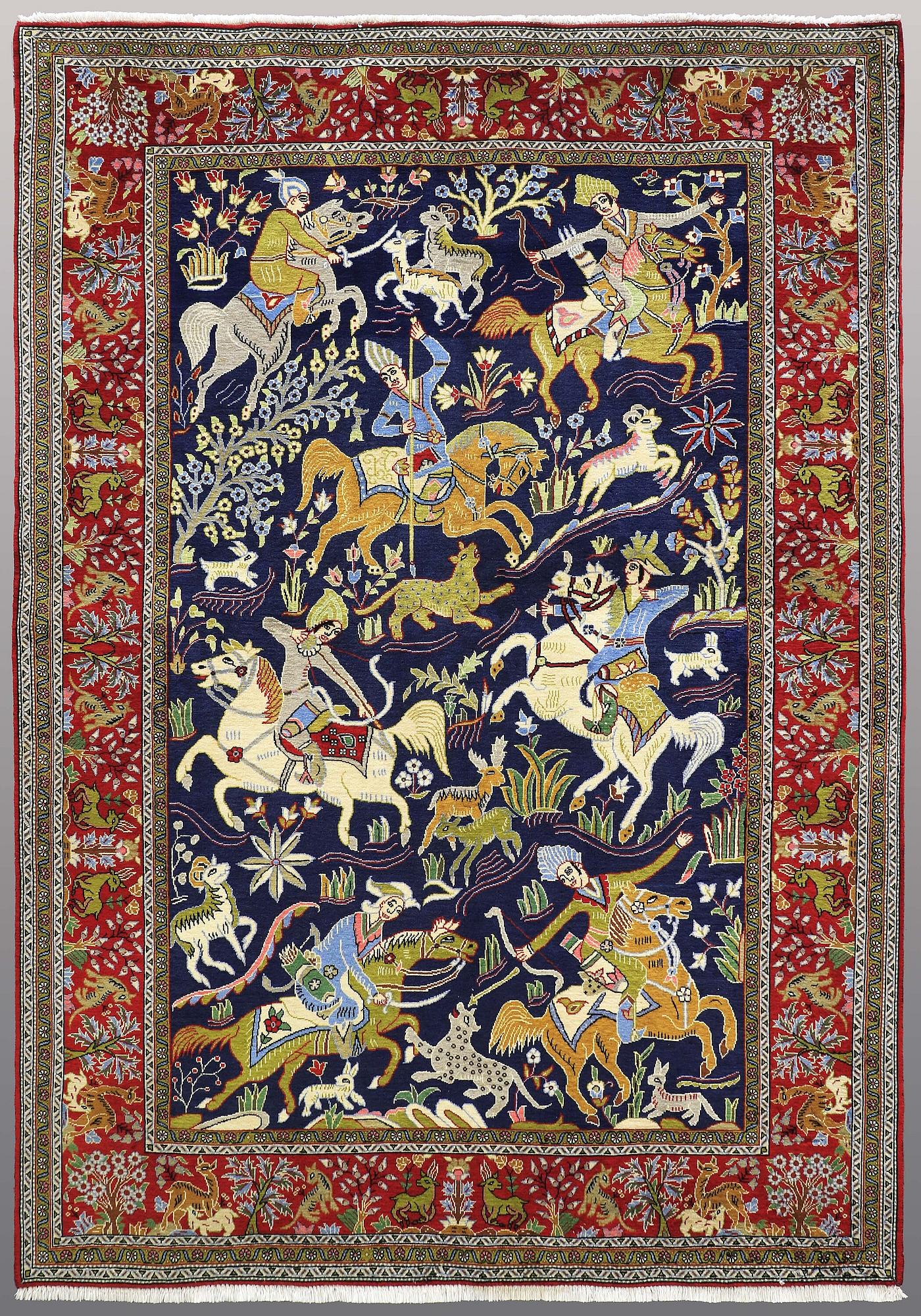 A rug, figural Qum, ca 195 x 140 cm.