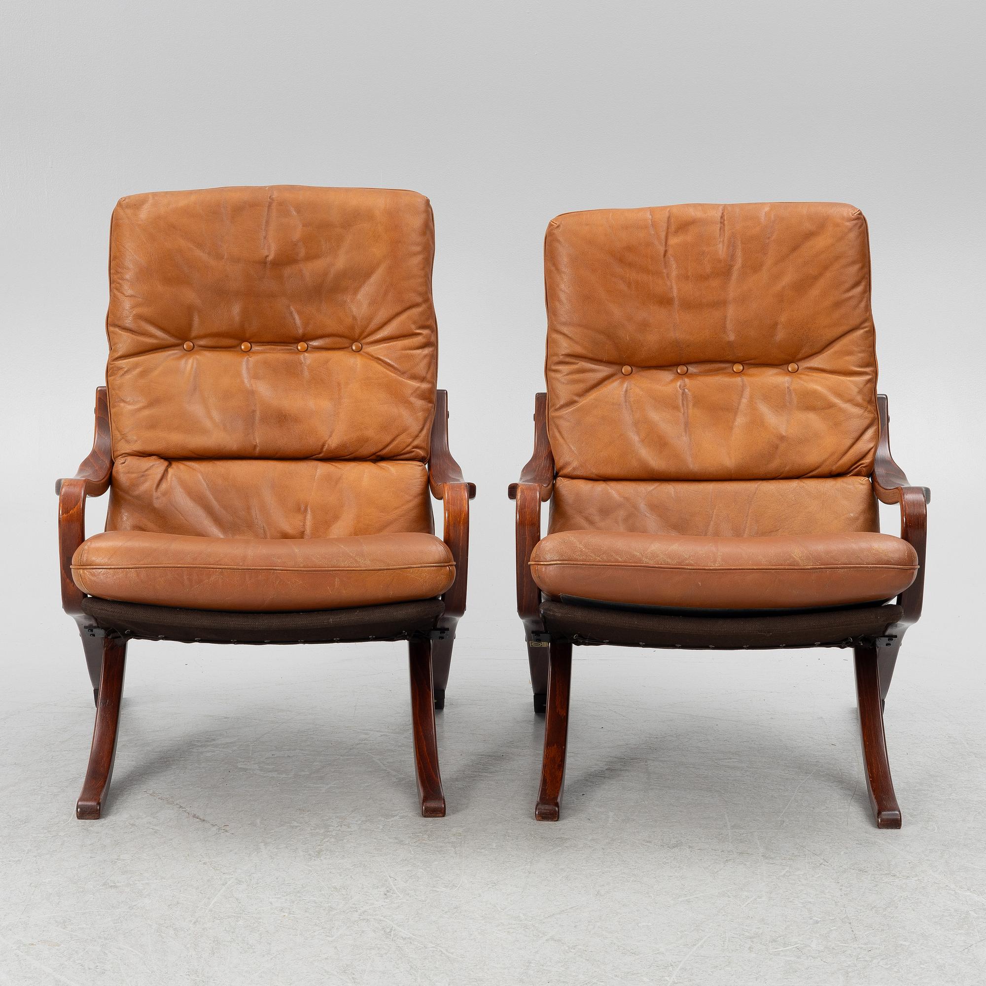 Armchairs, a pair, Göte Möbel, Nässjö, late 20th century.
