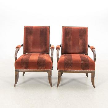Lucien Rollin, armchairs, a pair, Art Deco style, late 20th century/early 21st century.