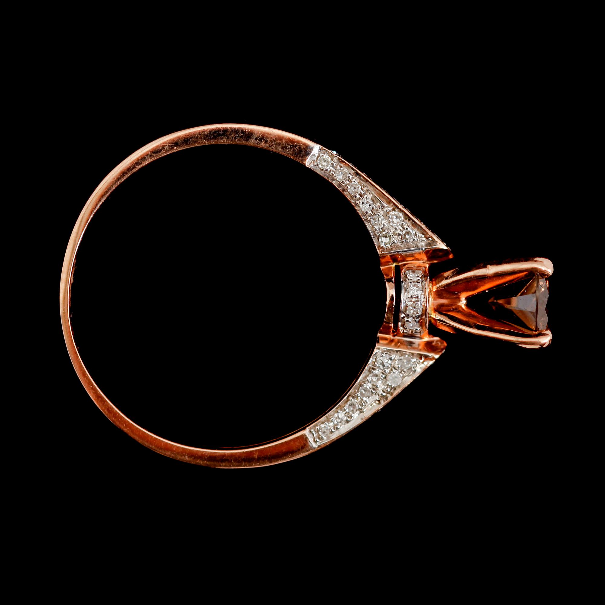 RING, 14 k roseguld, briljantslipade diamanter tot ca 0.95 ct.