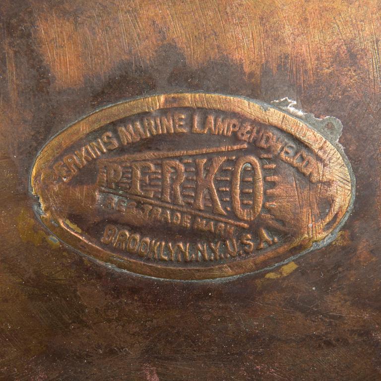 A lantern from Perko Marine Lamp & Howe Corporation, Brooklyn, NY, first half of the 20th Century.