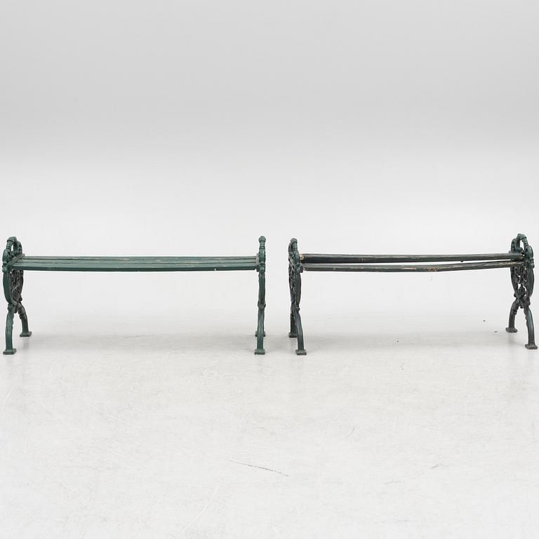 Garden benches, a pair, second half of the 20th Century.