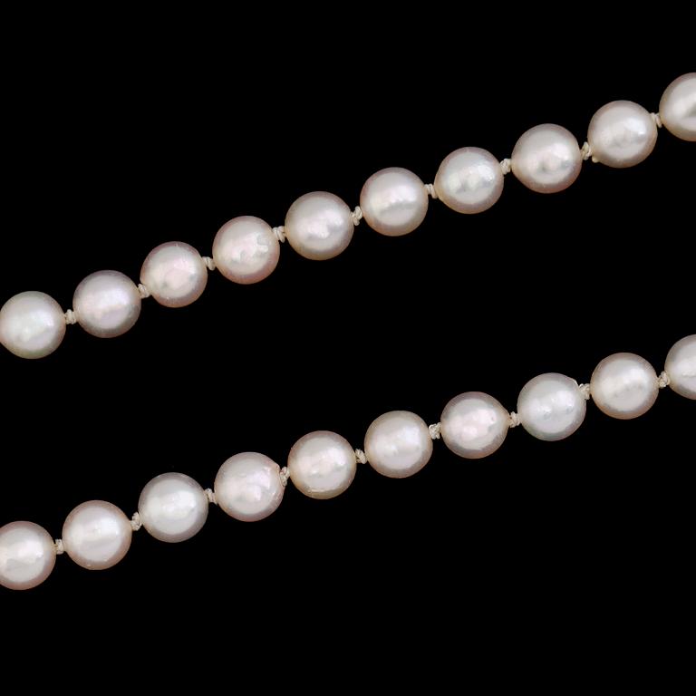 COLLIER MED HÄNGE, odlade pärlor, hänge och lås 18K guld.