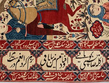 MATTA, semiantik Keshan figural, s.k. Motachem, ca 205,5 x 140,5 cm.