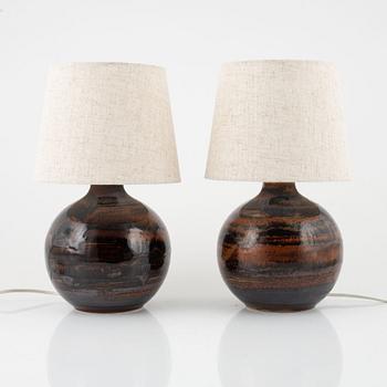 Carl-Harry Stålhane and Kent Eriksson, a pair of stoneware tablelamps, Designhuset, Sweden, 1970's.