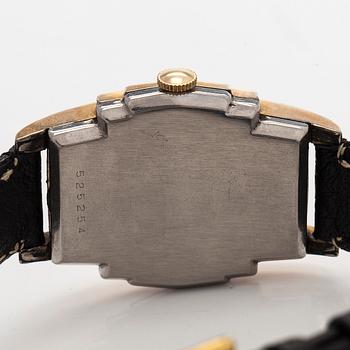 Benrus, wristwatch, 27 x 32 mm, Art Deco, gold-plated, manual winding, circa 1930s.