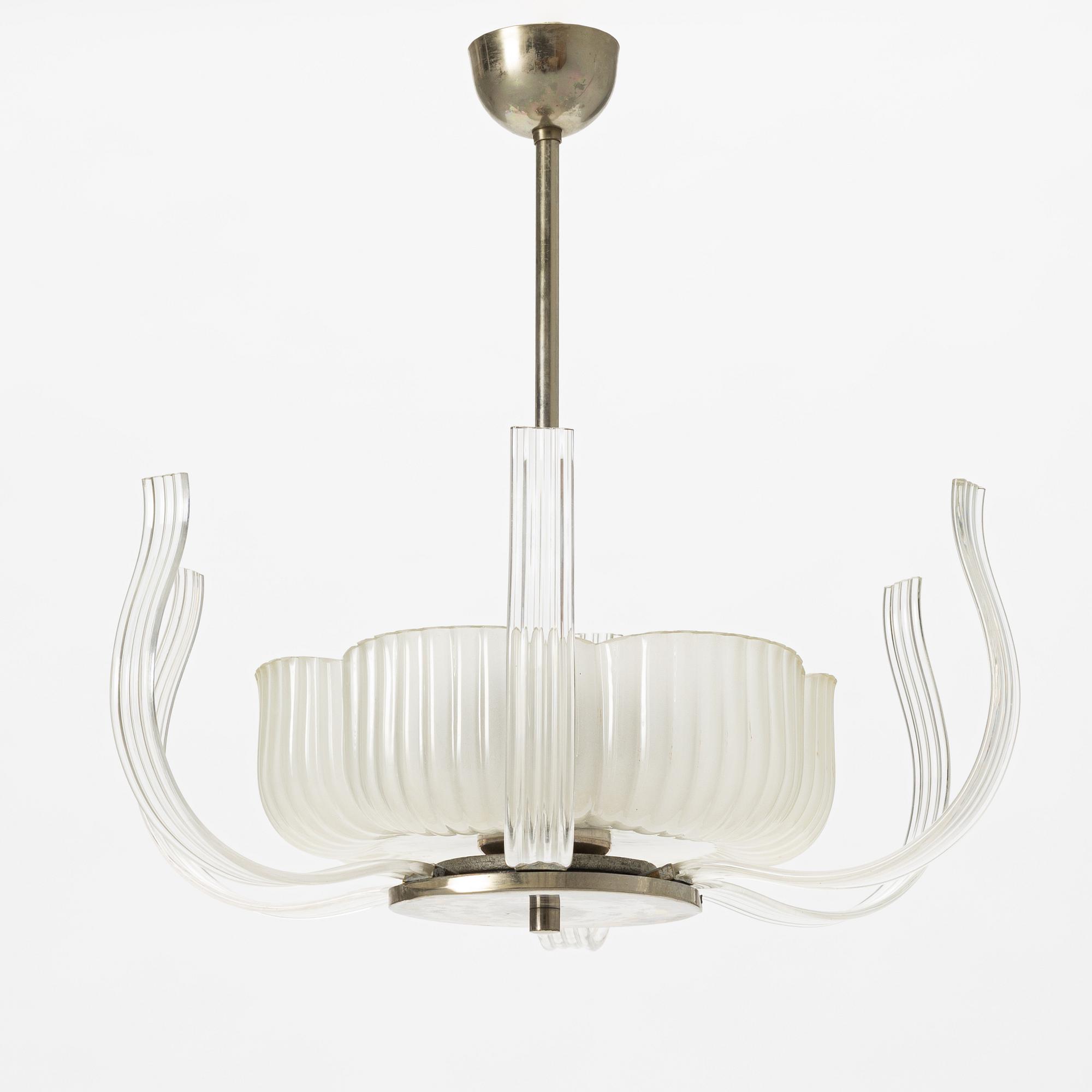 Sven Palmqvist, a ceiling lamp, Orrefors 1940's.