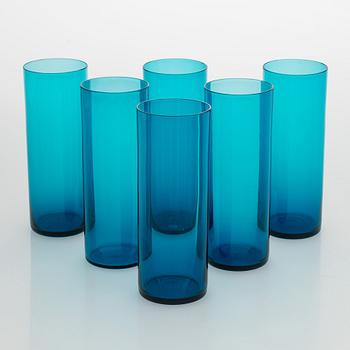 Nanny Still, a glass jug, model 1743, and drinking glasses 6 pcs, "Harlequin" Riihimäki Glassworks.
