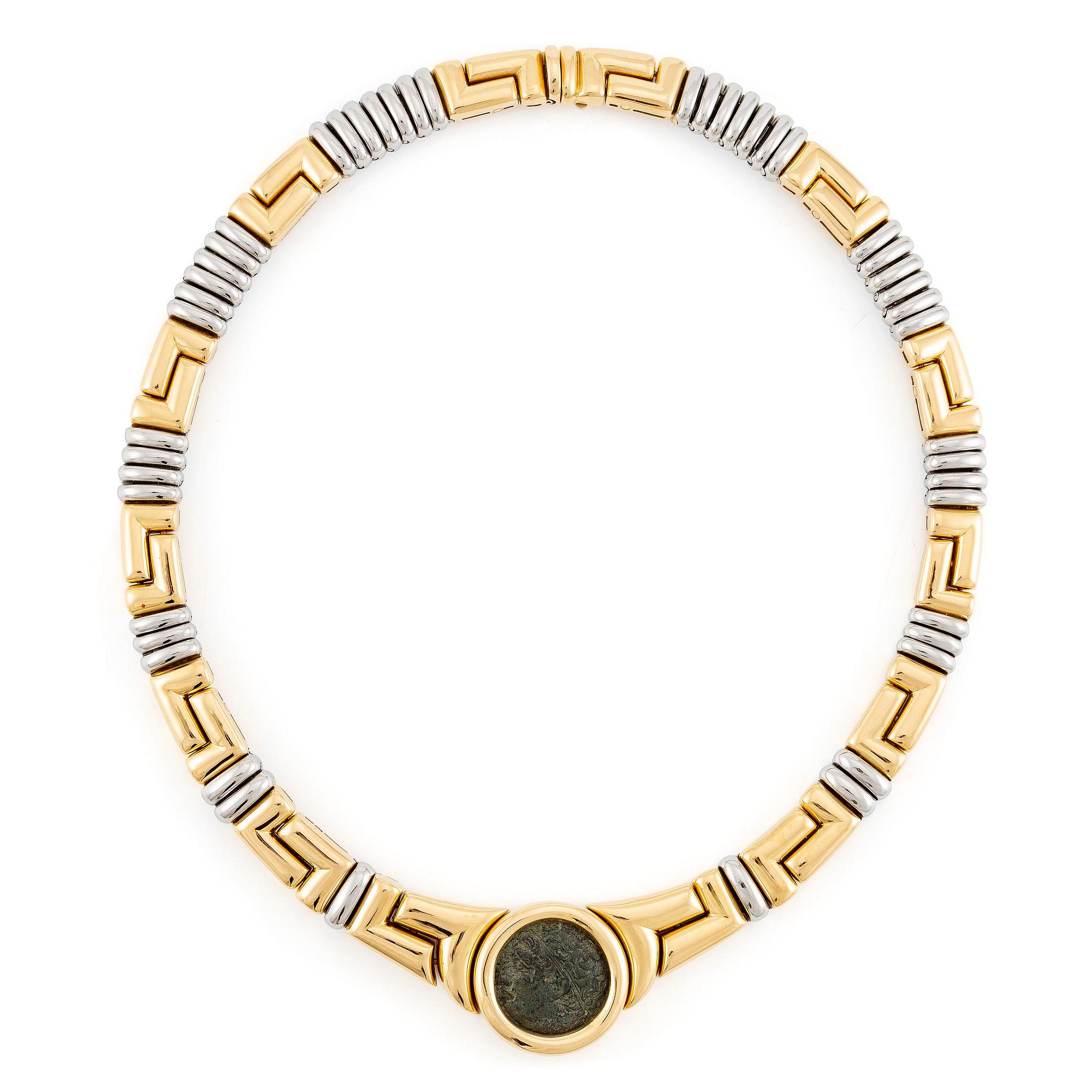 A Bulgari necklace "Monete" in 18K gold with an ancient coin.