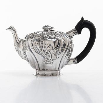 A Russian silver teapot, Moscow 18th century, unclear marks, probably Fedor Petrov (active 1760-1789).