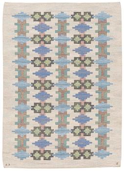 318. Judith Johansson, a carpet 'Riddarsporrar', flat weave, c. 245 x 177 cm, signed JJ E.