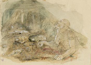 PETER WEISS, mixed media on paper, signed and dated 46.