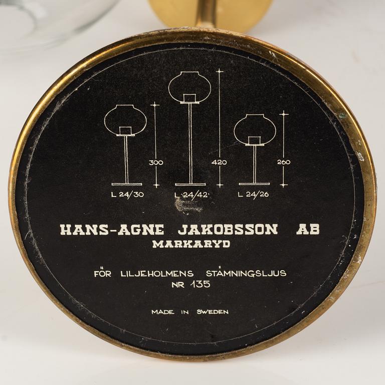 Hans-Agne Jakobsson, ljusstkar, ett par, för Liljeholmens Stämningsljus, nr 135, Hans-Agne Jakobsson AB, Markaryd.