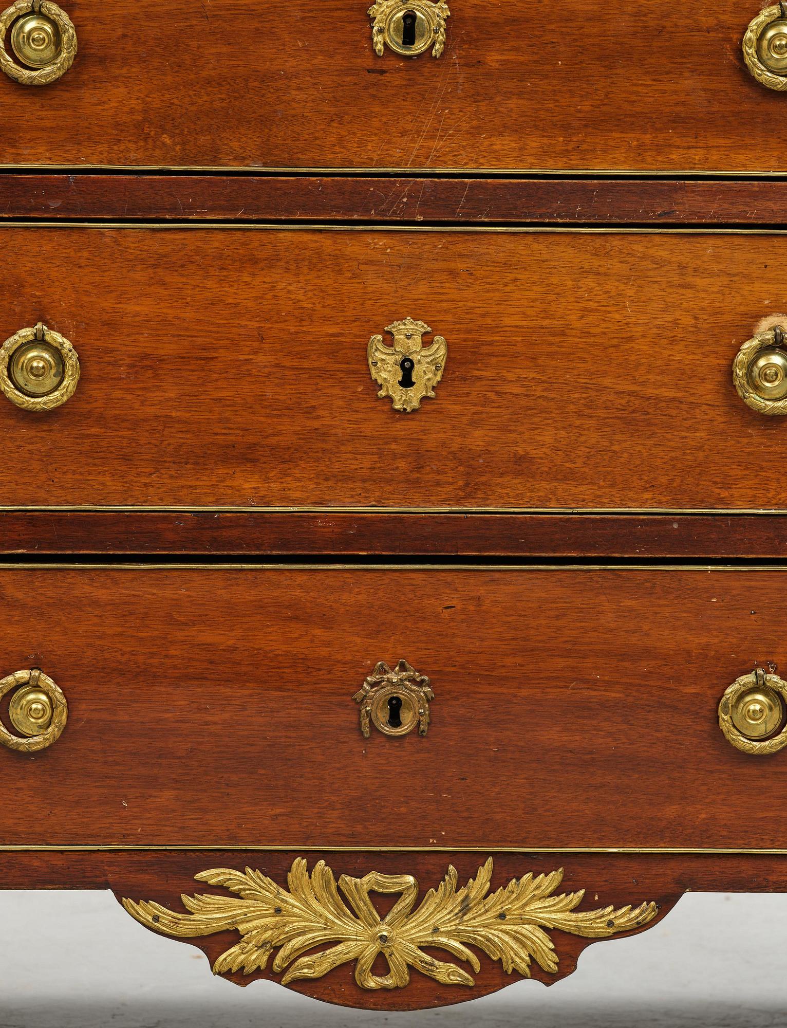 A Gustavian mahogany commode attributed to N. Dahlin (master in Stockholm 1761-87).
