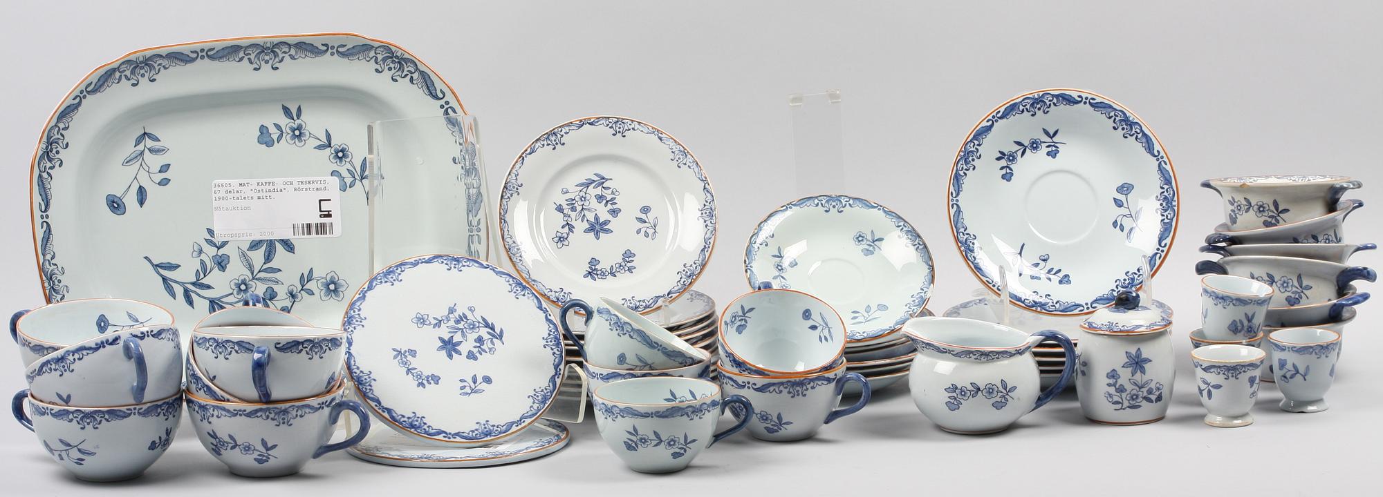 MAT- KAFFE- OCH TESERVIS, 67 delar, flintporslin, "Ostindia", Rörstrand, 1900-talets mitt.