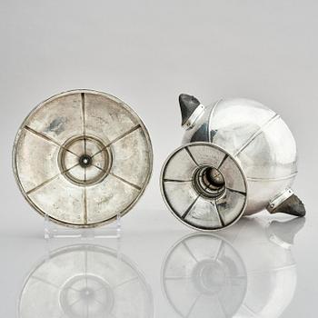 Sandbergs Eftr G C Gustafsson C A, skål med lock, silver, Helsingborg 1919.