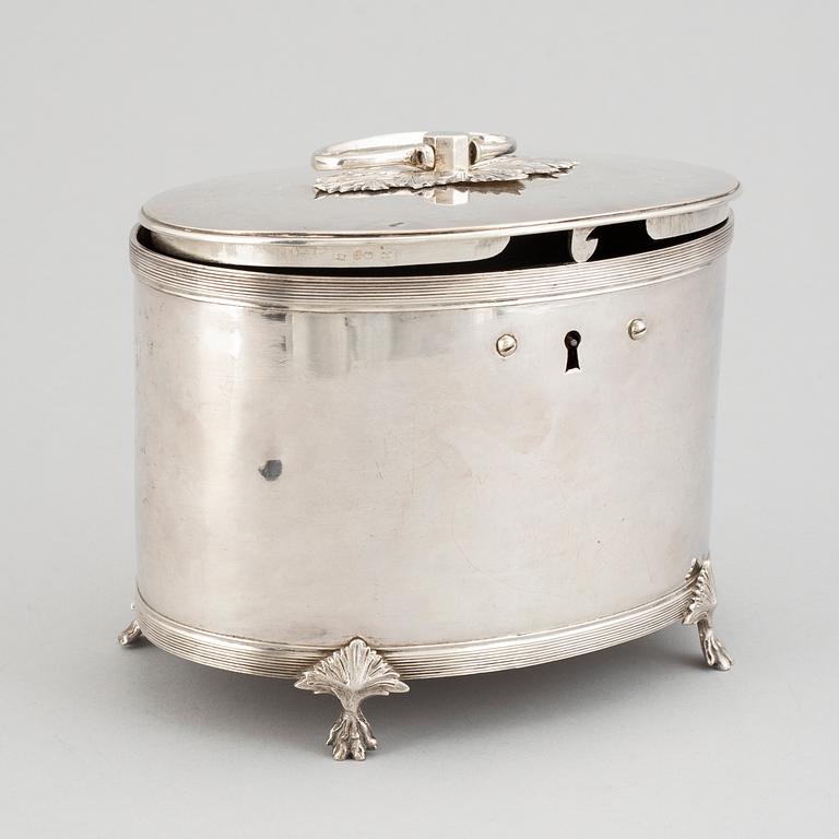 A swedish empire silver sugar box, mark of Sven Floberg, Stockholm 1812.