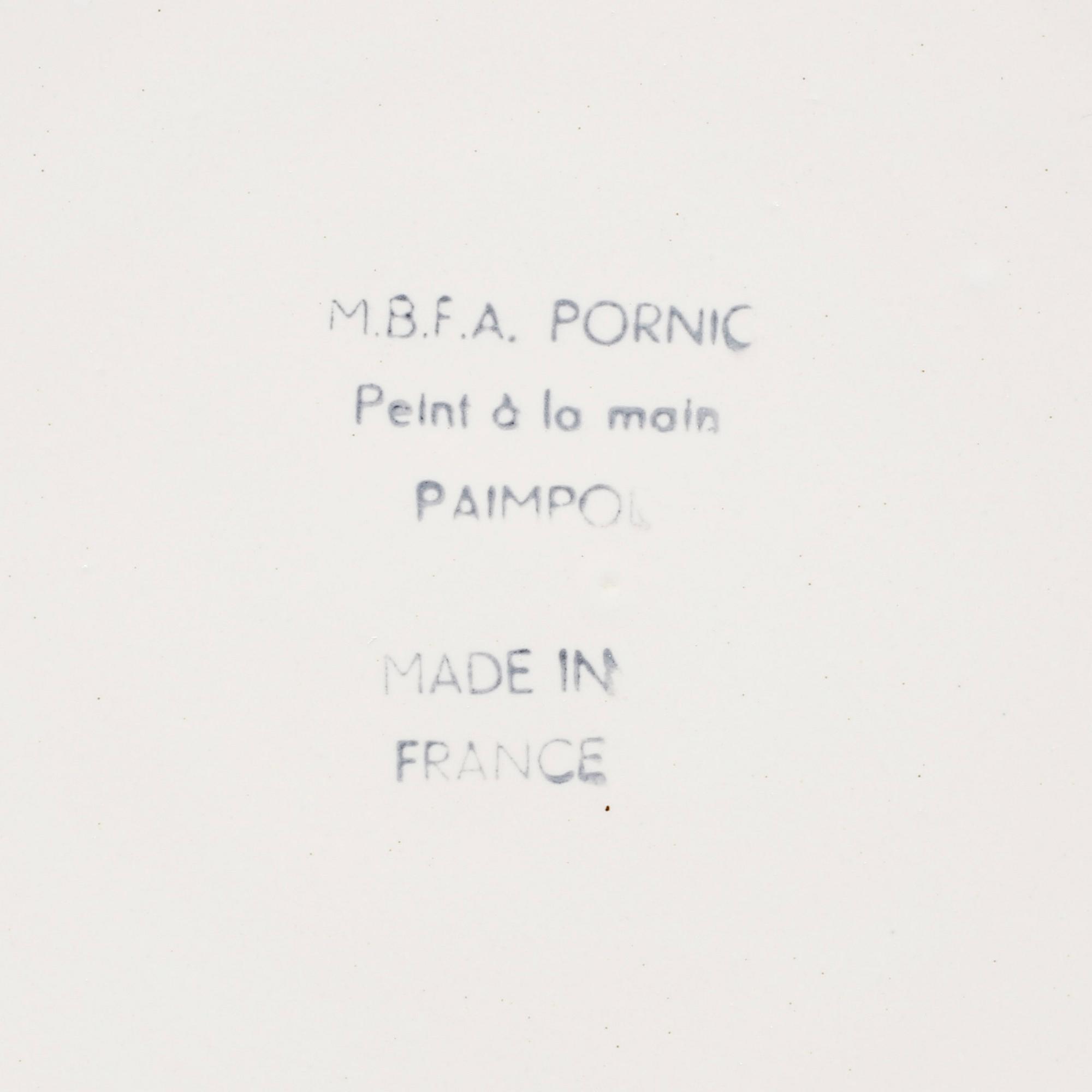 TALLRIKAR, 6 st, flintgods. MBAF Pornic, Paimpol, Frankrike. 1960-tal.