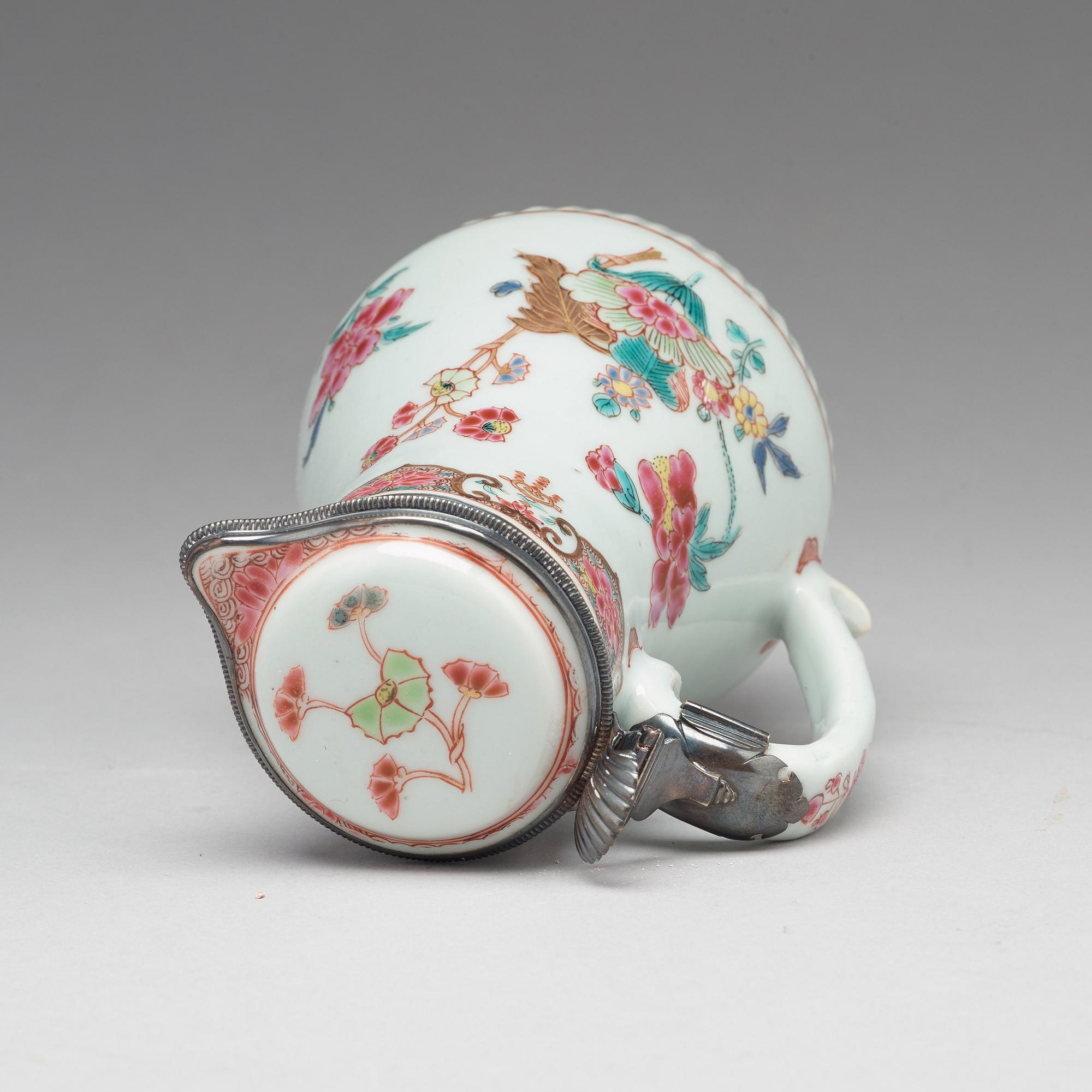 A silver mounted ewer with cover, Qing dynasty, Yongzheng (1723-35).