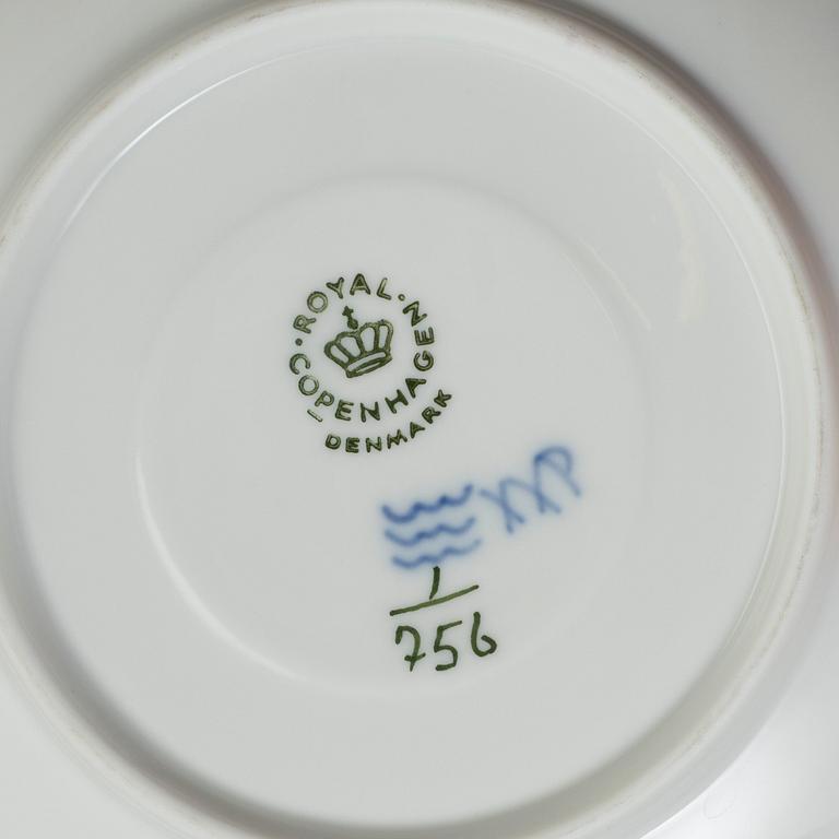A set of six coffee cups with saucers and five plates, "Musselmalet"by Royal Copenhagen.