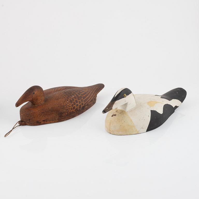 Two Wooden Decoy Ducks, 20th century.