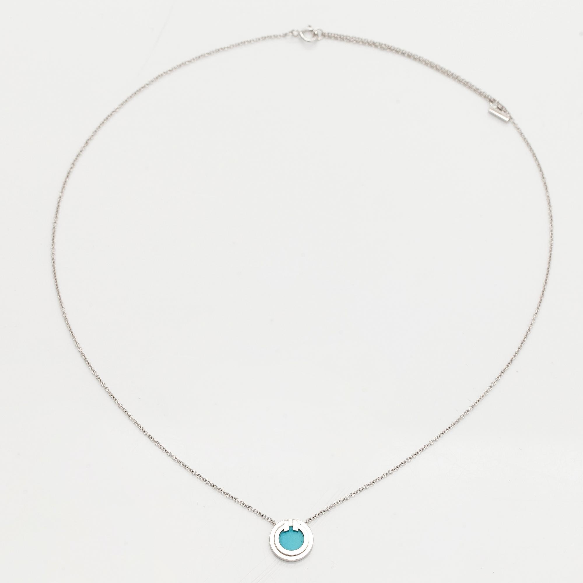 Tiffany & Co, kaulakoru, "T Two Circle", 18K valkokultaa ja turkoosi.