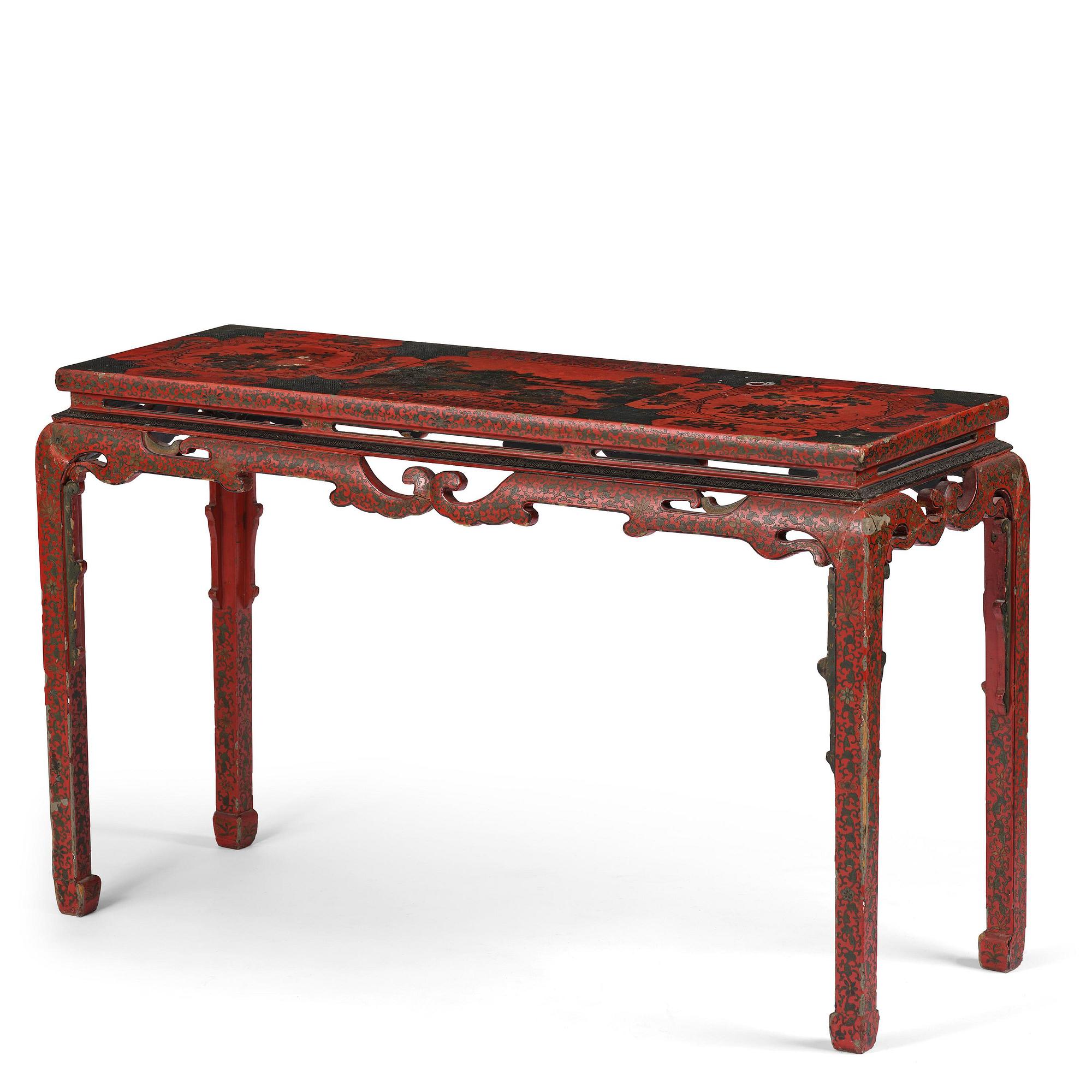 Altarbord, röd lack. Qingdynastin.