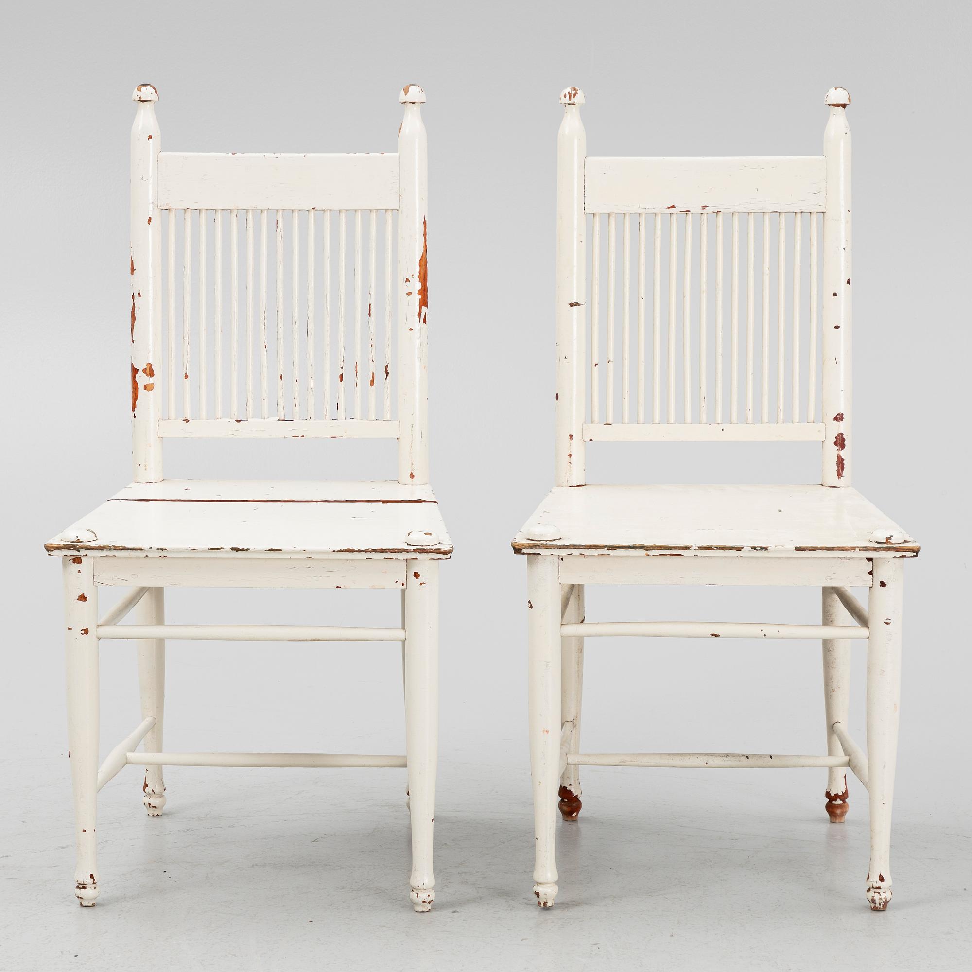 Carl Westman, stolar, 6 st, "Arbetarmöbeln", tidigt 1900-tal.