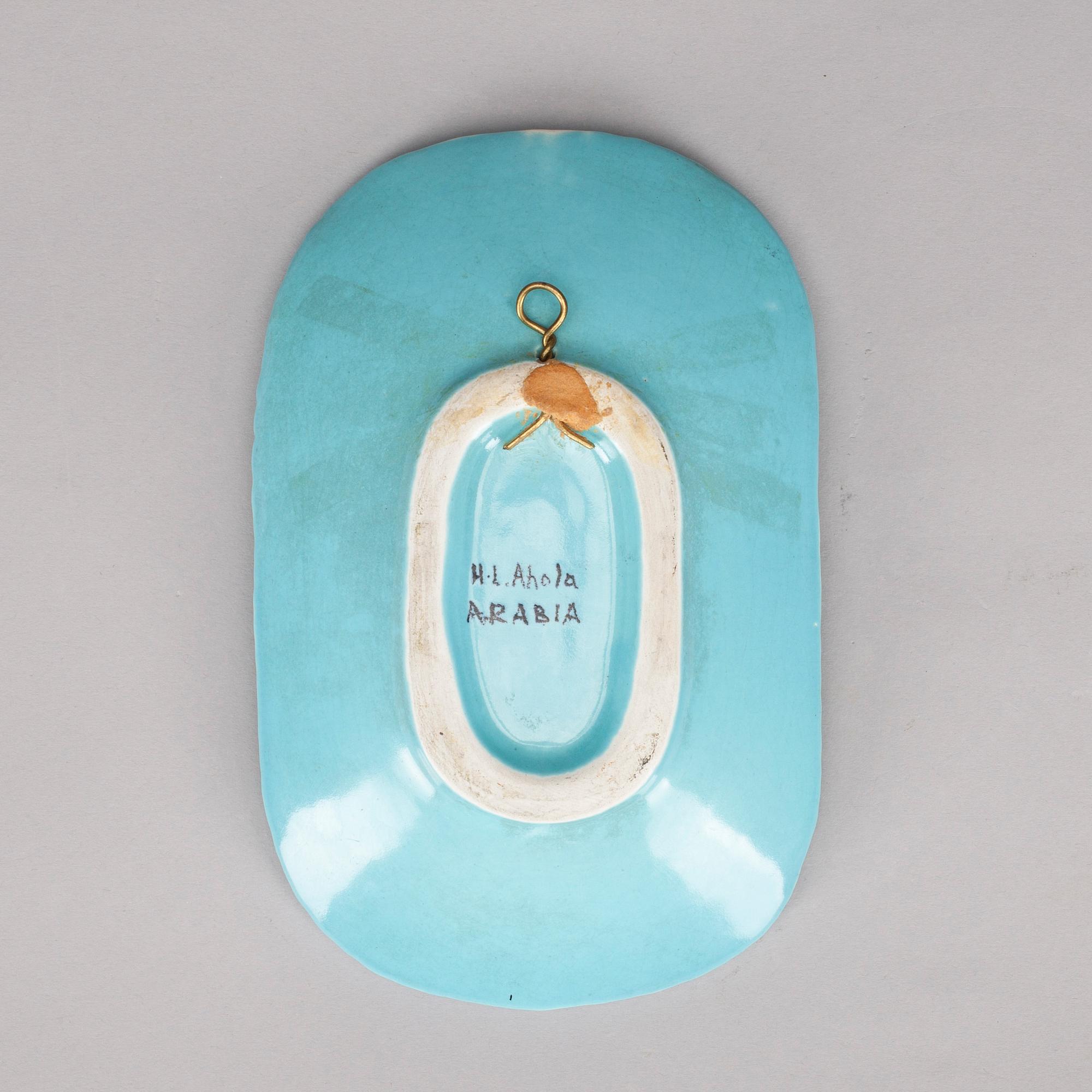 VÄGGPLATTA, keramik, a tergo signerad H. L. Ahola, Arabia.