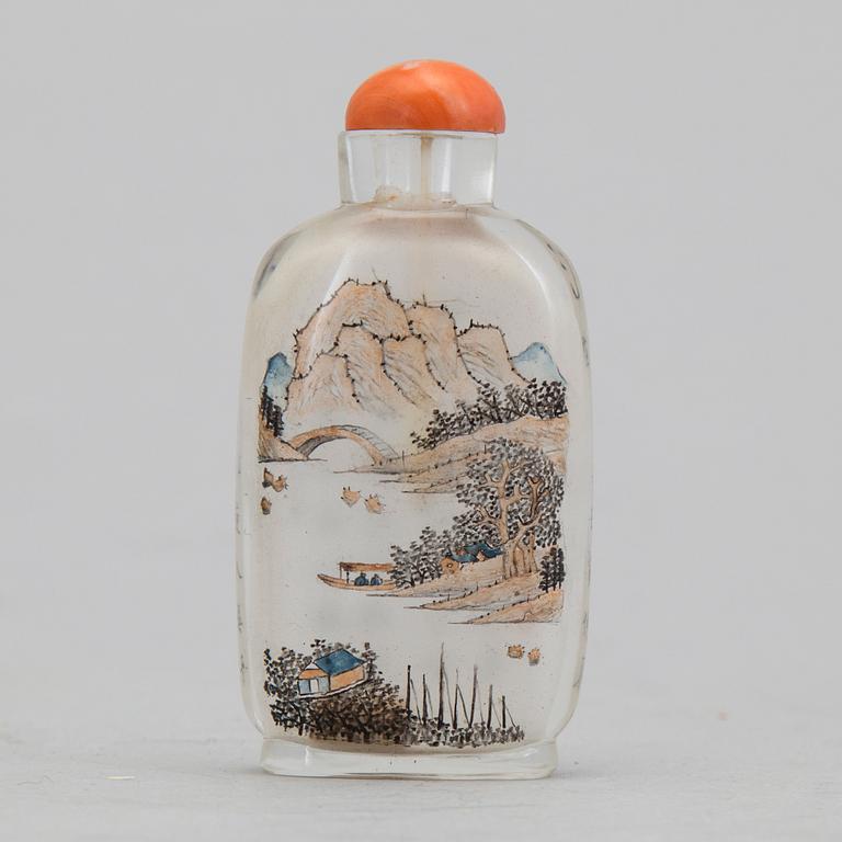 SNUSFLASKA, glas, Kina, sign Ma Shao Xuan, 1900-tal.