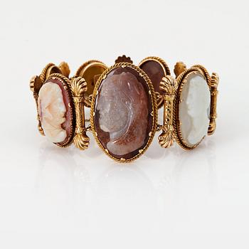 888. A BRACELET set with seven hardstone cameos.