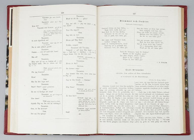 BOK, "Nu månadstidskrift", utg. Johan Grönstedt med dikten "Den fredlöse" av August Strindberg, Stockholm 1875-76.