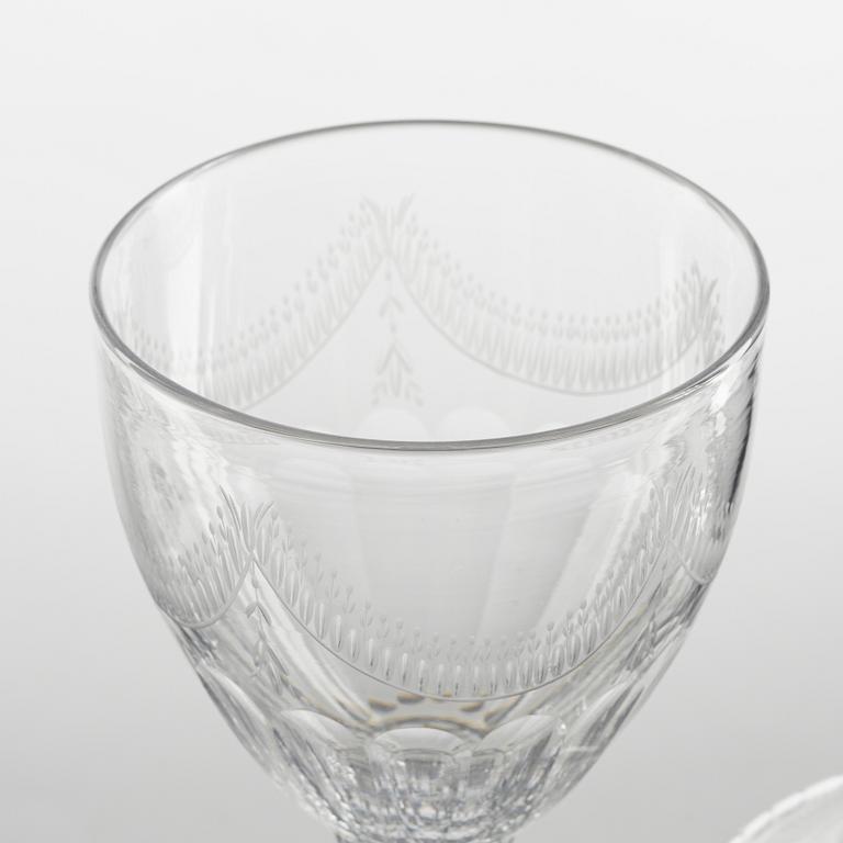 A pair of Gustavian style lidded glass vases, circa 1900.