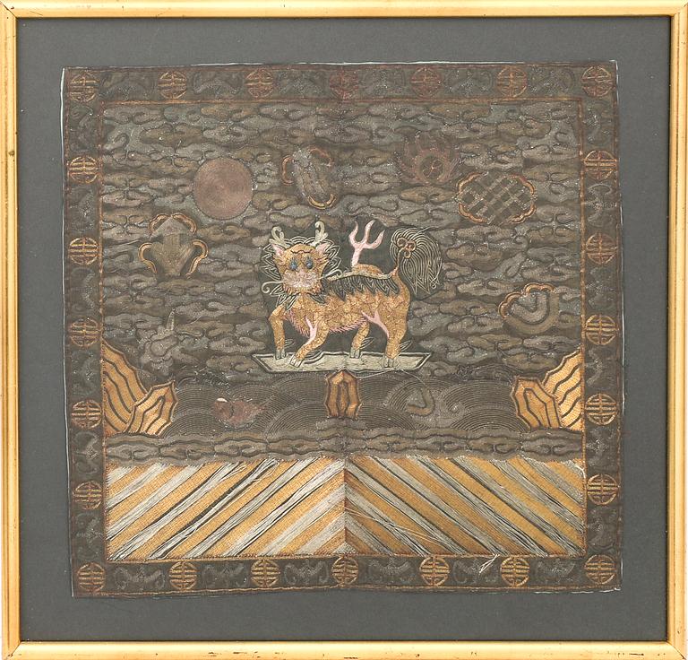 A Chinese 19th century silk, gold and silver textile.